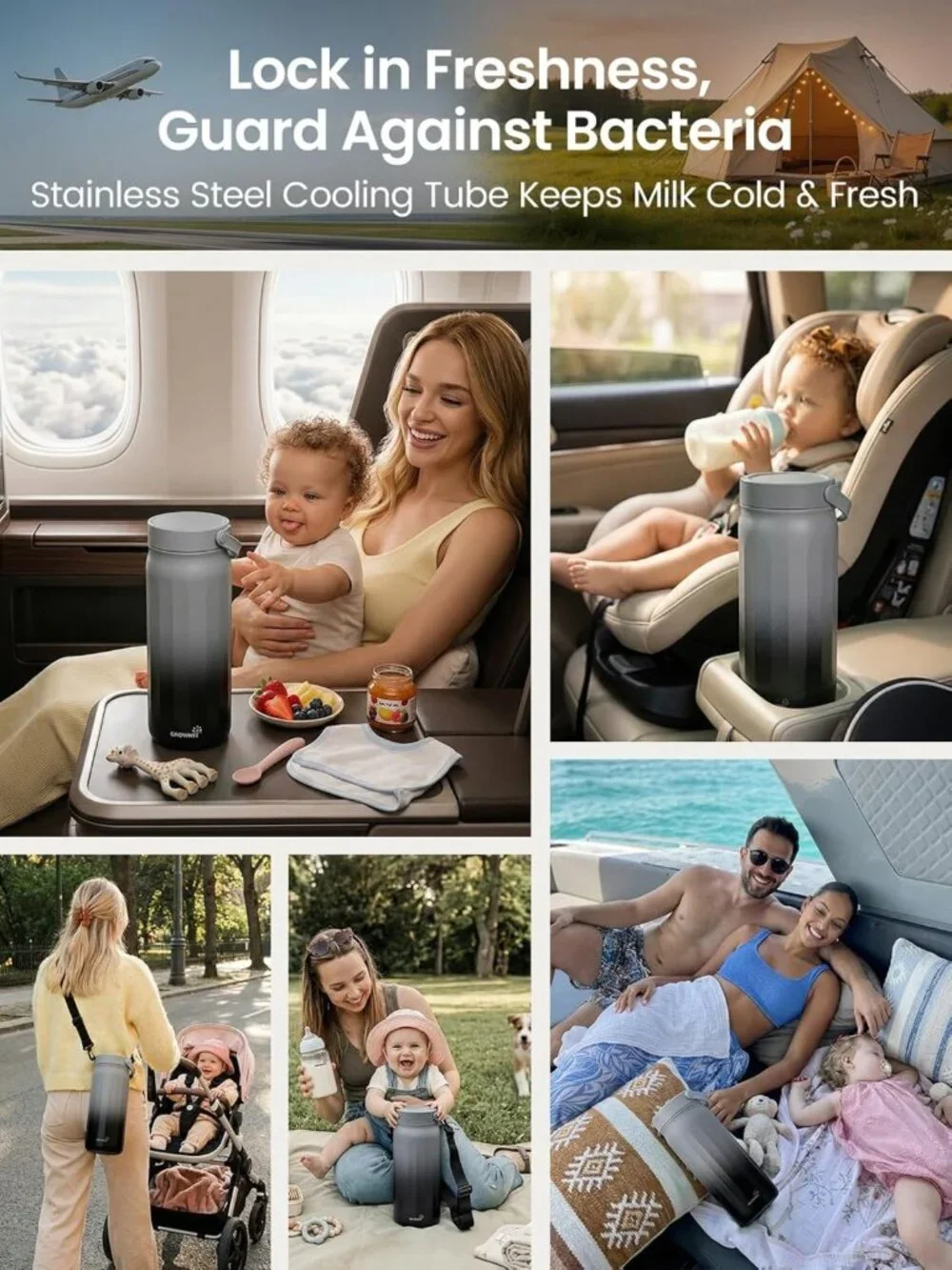 Portable Breast Milk Cooler 22oz - Stainless Steel Chiller, Keeps Milk Fresh